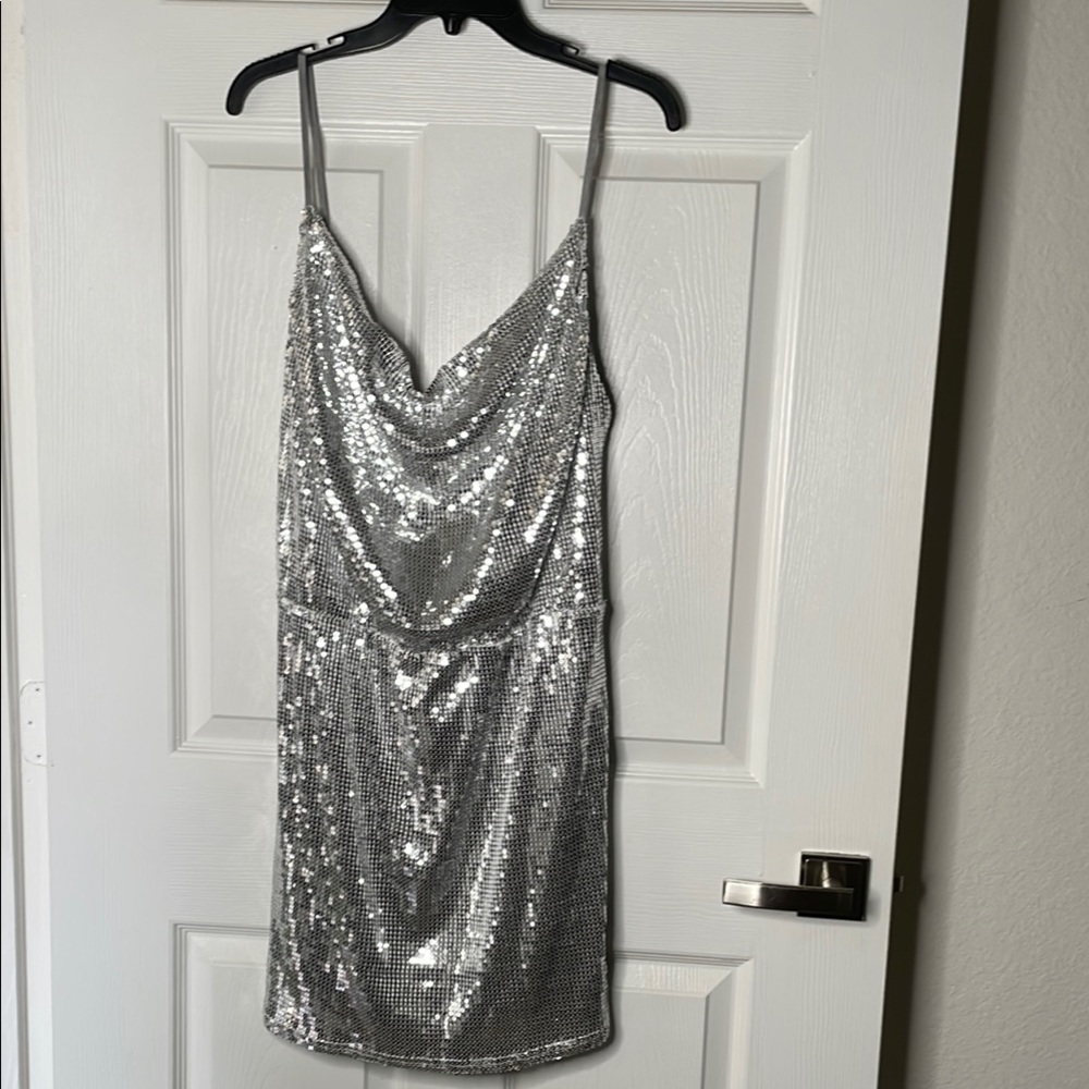 Kendall & Kylie Sequin spaghetti strap mini Dress